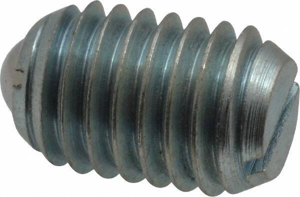 Vlier - 1/2-13, 0.281" Ball Diam, 0.75" Body Length, 0.072" Max Ball Reach, Threaded Ball Plunger - Steel Body, Steel Ball, 3 Lb Initial End Force, 6 Lb Final End Force, Locking Element - Eagle Tool & Supply