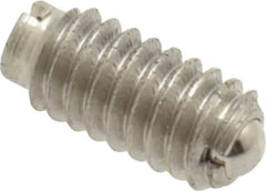 Vlier - 8-32, 0.094" Ball Diam, 0.344" Body Length, 0.025" Max Ball Reach, Threaded Ball Plunger - Stainless Steel Body, Stainless Steel Ball, 0.5 Lb Initial End Force, 1.25 Lb Final End Force - Eagle Tool & Supply