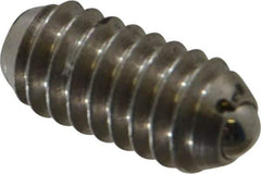 Vlier - 1/4-20, 0.125" Ball Diam, 0.531" Body Length, 0.035" Max Ball Reach, Threaded Ball Plunger - Stainless Steel Body, Stainless Steel Ball, 3 Lb Initial End Force, 7 Lb Final End Force, Locking Element - Eagle Tool & Supply