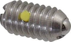 Vlier - 5/16-18, 0.156" Ball Diam, 0.578" Body Length, 0.04" Max Ball Reach, Threaded Ball Plunger - Stainless Steel Body, Stainless Steel Ball, 4 Lb Initial End Force, 9 Lb Final End Force, Locking Element - Eagle Tool & Supply