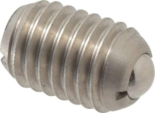 Vlier - 1/2-13, 0.281" Ball Diam, 0.75" Body Length, 0.072" Max Ball Reach, Threaded Ball Plunger - Stainless Steel Body, Stainless Steel Ball, 6 Lb Initial End Force, 12 Lb Final End Force - Eagle Tool & Supply