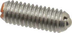 Vlier - 10-32, 0.094" Ball Diam, 0.513" Body Length, 0.025" Max Ball Reach, Threaded Ball Plunger - Stainless Steel Body, Stainless Steel Ball, 2 Lb Initial End Force, 5 Lb Final End Force - Eagle Tool & Supply