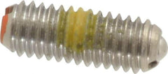 Vlier - 10-32, 0.094" Ball Diam, 0.513" Body Length, 0.025" Max Ball Reach, Threaded Ball Plunger - Stainless Steel Body, Stainless Steel Ball, 2 Lb Initial End Force, 5 Lb Final End Force, Locking Element - Eagle Tool & Supply