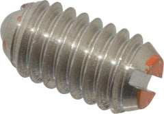 Vlier - 5/16-18, 0.156" Ball Diam, 0.578" Body Length, 0.04" Max Ball Reach, Threaded Ball Plunger - Stainless Steel Body, Stainless Steel Ball, 6 Lb Initial End Force, 17 Lb Final End Force - Eagle Tool & Supply