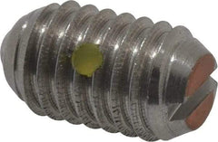 Vlier - 3/8-16, 0.188" Ball Diam, 0.625" Body Length, 0.048" Max Ball Reach, Threaded Ball Plunger - Stainless Steel Body, Stainless Steel Ball, 6 Lb Initial End Force, 21 Lb Final End Force, Locking Element - Eagle Tool & Supply