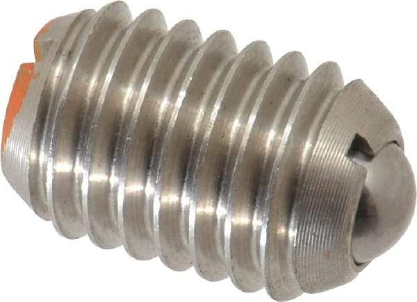 Vlier - 1/2-13, 0.281" Ball Diam, 0.75" Body Length, 0.072" Max Ball Reach, Threaded Ball Plunger - Stainless Steel Body, Stainless Steel Ball, 6 Lb Initial End Force, 30 Lb Final End Force - Eagle Tool & Supply