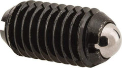 Vlier - M10x1.5, 6mm Ball Diam, 19mm Body Length, 2mm Max Ball Reach, Threaded Ball Plunger - Steel Body, Steel Ball, 4.5 Lb Initial End Force, 7.87 Lb Final End Force - Eagle Tool & Supply