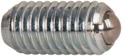 Vlier - M8x1.25, 5mm Ball Diam, 16mm Body Length, 1.5mm Max Ball Reach, Threaded Ball Plunger - Steel Body, Steel Ball, 1.12 Lb Initial End Force, 2.25 Lb Final End Force - Eagle Tool & Supply