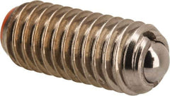 Vlier - M6x1.0, 3.5mm Ball Diam, 14mm Body Length, 1mm Max Ball Reach, Threaded Ball Plunger - Stainless Steel Body, Stainless Steel Ball, 6.29 Lb Initial End Force, 9 Lb Final End Force, Locking Element - Eagle Tool & Supply