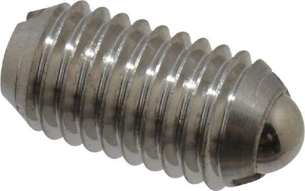 Vlier - M10x1.5, 6mm Ball Diam, 19mm Body Length, 2mm Max Ball Reach, Threaded Ball Plunger - Stainless Steel Body, Stainless Steel Ball, 1.8 Lb Initial End Force, 3.37 Lb Final End Force - Eagle Tool & Supply