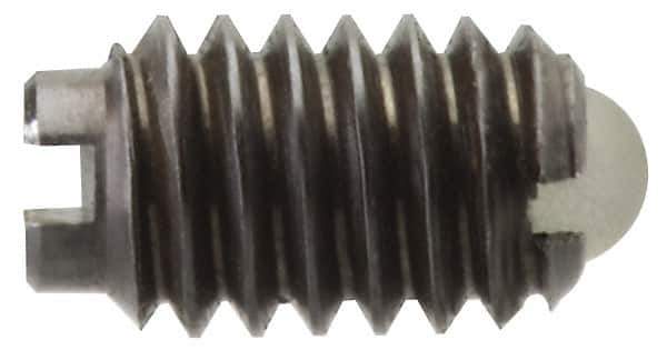 Vlier - 1/2-13, 0.281" Ball Diam, 0.75" Body Length, 0.072" Max Ball Reach, Threaded Ball Plunger - Steel Body, Nylon Ball, 3 Lb Initial End Force, 6 Lb Final End Force - Eagle Tool & Supply