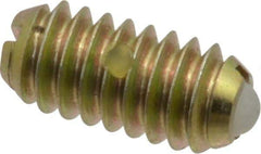 Vlier - 1/4-20, 0.125" Ball Diam, 0.531" Body Length, 0.035" Max Ball Reach, Threaded Ball Plunger - Steel Body, Nylon Ball, 4 Lb Initial End Force, 12 Lb Final End Force, Locking Element - Eagle Tool & Supply