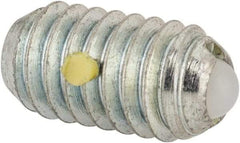 Vlier - 5/16-18, 0.156" Ball Diam, 0.578" Body Length, 0.04" Max Ball Reach, Threaded Ball Plunger - Steel Body, Nylon Ball, 2 Lb Initial End Force, 4.25 Lb Final End Force, Locking Element - Eagle Tool & Supply