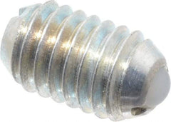 Vlier - 3/8-16, 0.188" Ball Diam, 0.625" Body Length, 0.048" Max Ball Reach, Threaded Ball Plunger - Steel Body, Nylon Ball, 2.5 Lb Initial End Force, 5 Lb Final End Force - Eagle Tool & Supply