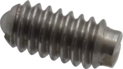 Vlier - 5-40, 0.062" Ball Diam, 0.25" Body Length, 0.02" Max Ball Reach, Threaded Ball Plunger - Stainless Steel Body, Nylon Ball, 0.25 Lb Initial End Force, 0.75 Lb Final End Force - Eagle Tool & Supply
