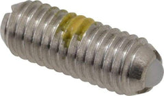 Vlier - 10-32, 0.094" Ball Diam, 0.513" Body Length, 0.025" Max Ball Reach, Threaded Ball Plunger - Stainless Steel Body, Nylon Ball, 0.5 Lb Initial End Force, 1.5 Lb Final End Force, Locking Element - Eagle Tool & Supply