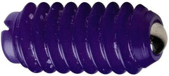 Vlier - 3/8-16, 0.187" Ball Diam, 0.625" Body Length, 0.053" Max Ball Reach, Threaded Ball Plunger - Delrin Body, Stainless Steel Ball, 5 Lb Initial End Force, 10 Lb Final End Force - Eagle Tool & Supply