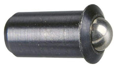 Vlier - 1.1" Body Length x 1/2" Body Diam, 8 Lb Init to 18 Lb Final End Force, Stainless Steel Press Fit Ball Plunger - 7/16" Ball Diam, 0.161" Max Ball Reach, 0.11" Flange Thickness - Eagle Tool & Supply