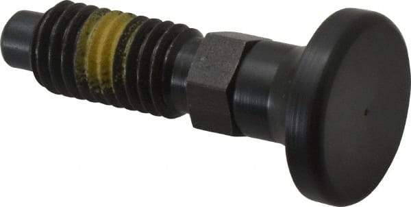 Vlier - 1/2-13, 0.31" Max Plunger Diam, 0.5 Lb Init to 1.75 Lb Final End Force, Knob Handle Plunger - Delrin Knob, 1-1/4" Body Length, 1" Length Under Head/Shoulder, 1/4" Plunger Projection - Eagle Tool & Supply