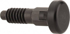 Vlier - M6x1.0, 13mm Thread Length, 0.118" Max Plunger Diam, 0.11 Lb Init to 0.34 Lb Final End Force, Locking Knob Handle Plunger - Delrin Knob, 0.63" Body Length, 1/2" Length Under Head/Shoulder, 0.118" Plunger Projection - Eagle Tool & Supply