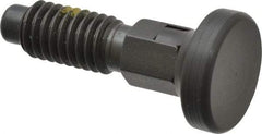 Vlier - 3/8-16, 1/4" Max Plunger Diam, 0.25 Lb Init to 2 Lb Final End Force, Locking Knob Handle Plunger - Delrin Knob, 0.94" Body Length, 3/4" Length Under Head/Shoulder, 0.18" Plunger Projection - Eagle Tool & Supply