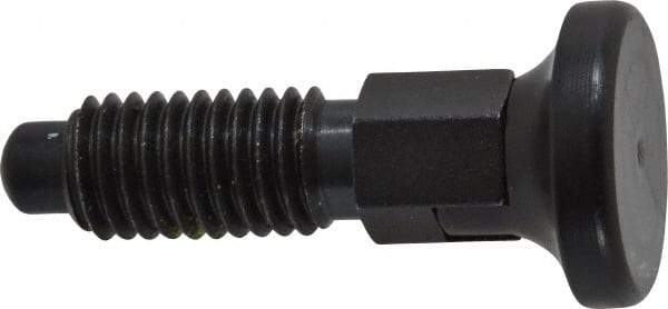 Vlier - 1/2-13, 0.31" Max Plunger Diam, 0.5 Lb Init to 1.75 Lb Final End Force, Locking Knob Handle Plunger - Delrin Knob, 1-1/4" Body Length, 1" Length Under Head/Shoulder, 1/4" Plunger Projection - Eagle Tool & Supply