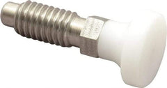 Vlier - 3/8-16, 1/4" Max Plunger Diam, 0.25 Lb Init to 2 Lb Final End Force, Knob Handle Plunger - Delrin Knob, 0.94" Body Length, 3/4" Length Under Head/Shoulder, 0.18" Plunger Projection - Eagle Tool & Supply