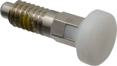 Vlier - 1/4-20, 0.16" Max Plunger Diam, 0.12 Lb Init to 0.36 Lb Final End Force, Locking Knob Handle Plunger - Delrin Knob, 0.63" Body Length, 1/2" Length Under Head/Shoulder, 0.13" Plunger Projection - Eagle Tool & Supply