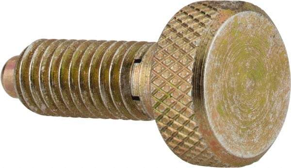 Vlier - M6x1.0, 0.512" Thread Length, 0.118" Max Plunger Diam, 1 Lb Init to 4 Lb Final End Force, Knob Handle Plunger - Knurled Knob, 0.63" Body Length, 0.512" Length Under Head/Shoulder, 0.118" Plunger Projection - Eagle Tool & Supply