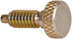 Vlier - 1/4-20, 1/2" Thread Length, 0.123" Max Plunger Diam, 1 Lb Init to 4 Lb Final End Force, Knob Handle Plunger - Knurled Knob, 0.79" Body Length, 1/2" Length Under Head/Shoulder, 1/8" Plunger Projection - Eagle Tool & Supply