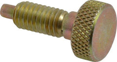 Vlier - 3/8-16, 3/4" Thread Length, 0.185" Max Plunger Diam, 1 Lb Init to 8 Lb Final End Force, Knob Handle Plunger - Knurled Knob, 0.94" Body Length, 3/4" Length Under Head/Shoulder, 0.218" Plunger Projection - Eagle Tool & Supply