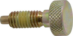 Vlier - 3/8-16, 3/4" Thread Length, 0.185" Max Plunger Diam, 1 Lb Init to 8 Lb Final End Force, Knob Handle Plunger - Knurled Knob, 0.94" Body Length, 3/4" Length Under Head/Shoulder, 0.218" Plunger Projection - Eagle Tool & Supply