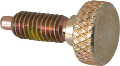 Vlier - M6x1.0, 0.512" Thread Length, 0.118" Max Plunger Diam, 1 Lb Init to 4 Lb Final End Force, Knob Handle Plunger - Knurled Knob, 0.63" Body Length, 0.512" Length Under Head/Shoulder, 0.118" Plunger Projection - Eagle Tool & Supply