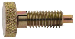 Vlier - M6x1.0, 0.4" Thread Length, 0.12" Max Plunger Diam, 0.5 Lb Init to 2 Lb Final End Force, Locking Knob Handle Plunger - Knurled Knob, 10mm Body Length, 0.53" Length Under Head/Shoulder, 0.13" Plunger Projection - Eagle Tool & Supply