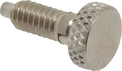 Vlier - 1/4-20, 0.4" Thread Length, 0.123 to 1/8" Max Plunger Diam, 0.5 Lb Init to 2 Lb Final End Force, Locking Knob Handle Plunger - Knurled Knob, 0.53" Length Under Head/Shoulder, 1/8" Plunger Projection - Eagle Tool & Supply