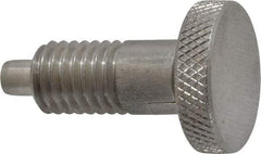 Vlier - 1/2-13, 0.65" Thread Length, 1/4 to 1/4" Max Plunger Diam, 0.5 Lb Init to 4 Lb Final End Force, Locking Knob Handle Plunger - Knurled Knob, 0.9" Length Under Head/Shoulder, 1/4" Plunger Projection - Eagle Tool & Supply