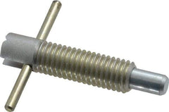 Vlier - 1/2-13 Thread, 2-1/2" Body Length, 1/2" Plunger Projection, 5/16" Plunger Diam, Steel, Locking T Handle Plunger - 1.4" Thread Length, 2" Handle Length, 2" Plunger Length, 2-1/2 Lb Initial End Force, 5 Lb Final End Force, Locking Element - Eagle Tool & Supply