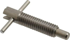 Vlier - 3/8-16 Thread, 2" Body Length, 3/8" Plunger Projection, 0.233" Plunger Diam, Stainless Steel, Locking T Handle Plunger - 1.2" Thread Length, 1-1/2" Handle Length, 1.68" Plunger Length, 2 Lb Initial End Force, 4 Lb Final End Force, - Eagle Tool & Supply