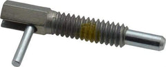 Vlier - 1/4-20, 0.8" Thread Length, 0.16" Plunger Diam, 0.5 Lb Init to 2.5 Lb Final End Force, Steel Locking L Handle Plunger - 1-1/4" Body Length, 0.8" Length Under Head, Locking Element, 0.38" Plunger Projection - Eagle Tool & Supply