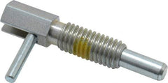 Vlier - 1/2-13, 1.1" Thread Length, 0.31" Plunger Diam, 1 Lb Init to 5 Lb Final End Force, Steel Locking L Handle Plunger - 2.11" Body Length, 1-1/4" Length Under Head, Locking Element, 3/4" Plunger Projection - Eagle Tool & Supply