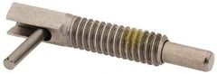 Vlier - 1/4-20, 0.8" Thread Length, 0.16" Plunger Diam, 0.5 Lb Init to 2.5 Lb Final End Force, Stainless Steel Locking L Handle Plunger - 1-1/4" Body Length, 0.8" Length Under Head, Locking Element, 0.38" Plunger Projection - Eagle Tool & Supply