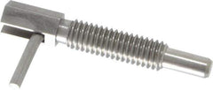 Vlier - 3/8-16, 1.18" Thread Length, 1/4" Plunger Diam, 0.75 Lb Init to 3.75 Lb Final End Force, Stainless Steel Locking L Handle Plunger - 2" Body Length, 1.31" Length Under Head, 0.56" Plunger Projection - Eagle Tool & Supply