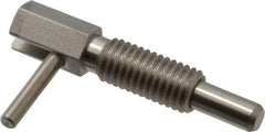 Vlier - 1/2-13, 1.1" Thread Length, 0.31" Plunger Diam, 1 Lb Init to 5 Lb Final End Force, Stainless Steel Locking L Handle Plunger - 2.11" Body Length, 1-1/4" Length Under Head, 3/4" Plunger Projection - Eagle Tool & Supply