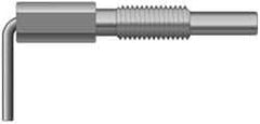 Vlier - M16x2.0, 1.82" Thread Length, 0.38" Plunger Diam, 1 Lb Init to 5 Lb Final End Force, Steel L Handle Plunger - 3.05" Body Length, 2" Length Under Head, Locking Element, 1" Plunger Projection - Eagle Tool & Supply