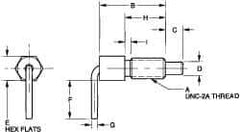Vlier - 1/4-20, 1/2" Thread Length, 0.16" Plunger Diam, 0.12 Lb Init to 0.5 Lb Final End Force, Steel L Handle Plunger - 3/4" Body Length, 1/2" Length Under Head, 0.2" Plunger Projection - Eagle Tool & Supply