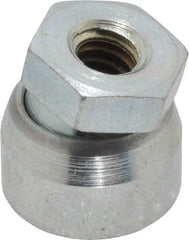 Vlier - 1/4-20, 5/8" Pad Diam, Uncoated Bottom, Steel Toggle Pad - 5/16 Depth, 5/8" OAL, 1/2" Width Across Flats, Zinc Plated Gold Chromate, 15° Swivel Angle - Eagle Tool & Supply