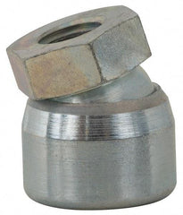 Vlier - 3/4-10, 1-1/4" Pad Diam, Uncoated Bottom, Steel Toggle Pad - 5/8 Depth, 1-11/32" OAL, 1-1/16" Width Across Flats, Zinc Plated Gold Chromate, 15° Swivel Angle - Eagle Tool & Supply