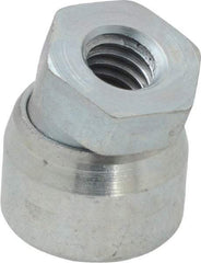 Vlier - 5/16-18, 11/16" Pad Diam, Uncoated Bottom, Steel Toggle Pad - 3/8 Depth, 3/4" OAL, 5/16" Width Across Flats, Zinc Plated Gold Chromate, 15° Swivel Angle - Eagle Tool & Supply