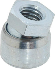 Vlier - 3/8-16, 3/4" Pad Diam, Uncoated Bottom, Steel Toggle Pad - 3/8 Depth, 3/16" OAL, 5/8" Width Across Flats, Zinc Plated Gold Chromate, 15° Swivel Angle - Eagle Tool & Supply