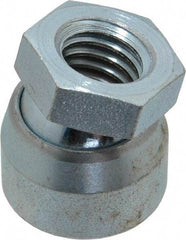Vlier - 1/2-13, 7/8" Pad Diam, Uncoated Bottom, Steel Toggle Pad - 7/16 Depth, 15/16" OAL, 3/4" Width Across Flats, Zinc Plated Gold Chromate, 15° Swivel Angle - Eagle Tool & Supply